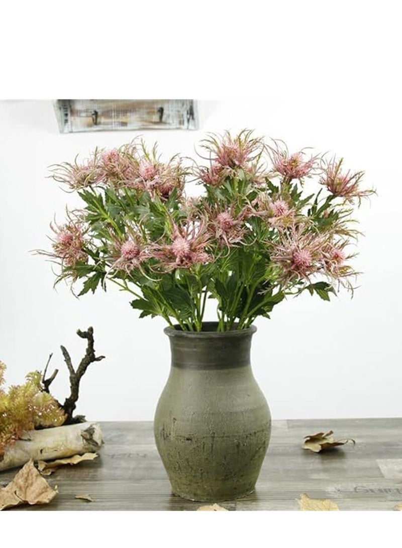 KASTWAVE Artificial Thistle Flowers Bouquet, Silk Fake Flower Plants for Home Decor, Garden Wedding, Office, Prom Party, Nursery Decor, 5 Branch Artificial Thistle Flowers Bouquet - Image 5