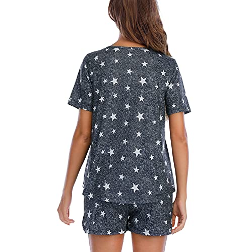 MOYEE Womens Pajama Sets Soft Short Sleeve Shirt and Shorts 2 Pieces Lounge Outfit Sets with Pockets - Image 2