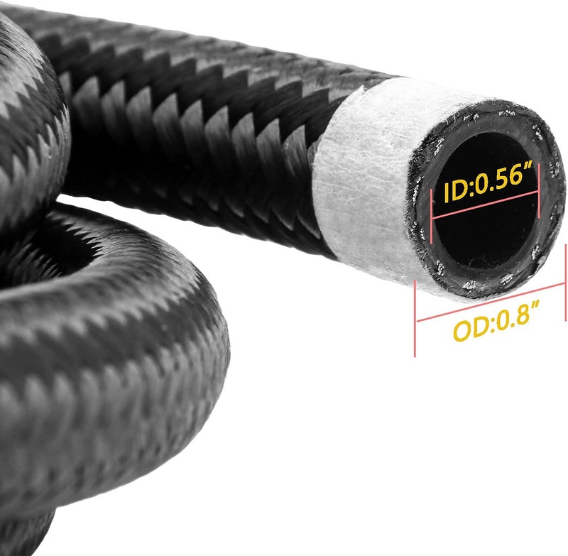 Medoon 10ft 10AN Black Nylon and Stainless Steel Braided Fuel Oil Hose Kit - Image 4