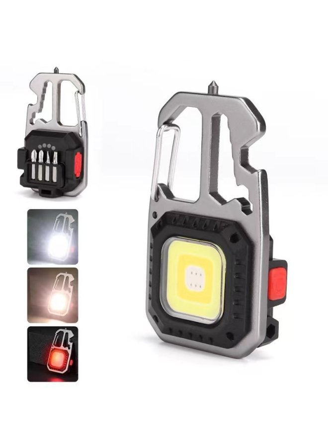 Loquat Mini Keychain Flashlight Type-c Charging Outdoor Camping Car Repair Multi-function Cob Work Light Portable Handheld Torch-Color:Red - Image 4