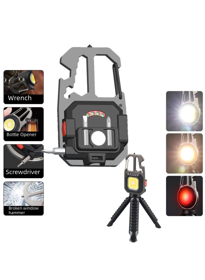 Loquat Mini Keychain Flashlight Type-c Charging Outdoor Camping Car Repair Multi-function Cob Work Light Portable Handheld Torch-Color:Red - Image 5