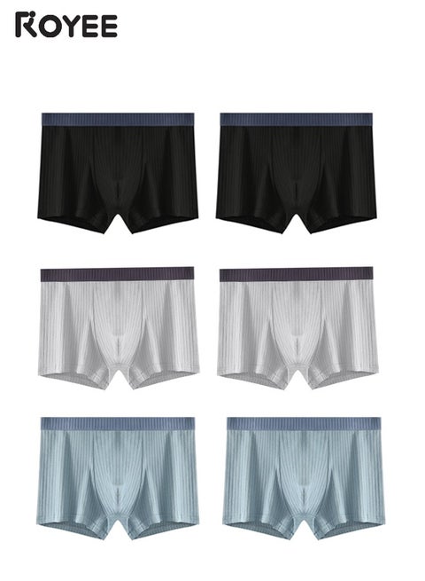 6 قطعة من القطن الملابس الداخلية للرجال شقة زاوية الملابس الداخلية ، ملابس داخلية ، تنفس القطن مرنة امتصاص الرطوبة والعرق الملابس الداخلية ، وانخفاض الخصر
