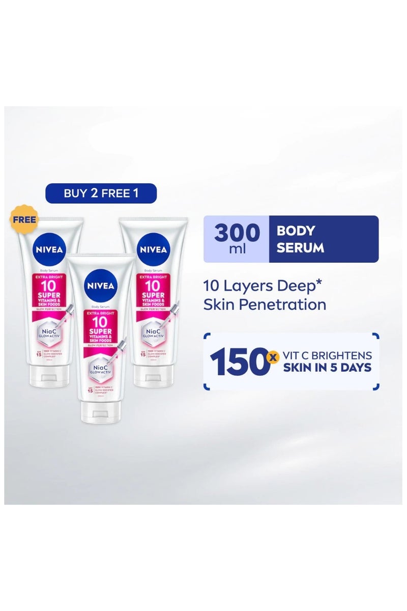 NIVEA Body Extra Bright 10 Super Vitamins & Skin Foods Serum In Lotion (3 x 300ml) | Body Care - Image 1