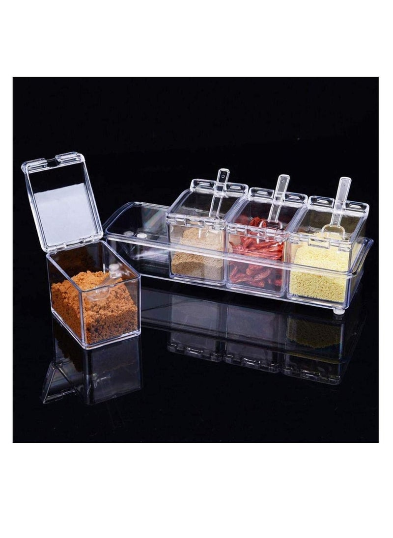 Clear Seasoning Rack Spice Pots - 4 Piece Acrylic Box Storage Container Condiment Jars Cruet with Cover and Spoon - pzsku/Z7950E977607E5E53DB05Z/45/_/1681704735/bddedd5a-51a0-4e78-8d29-978713cff4c1