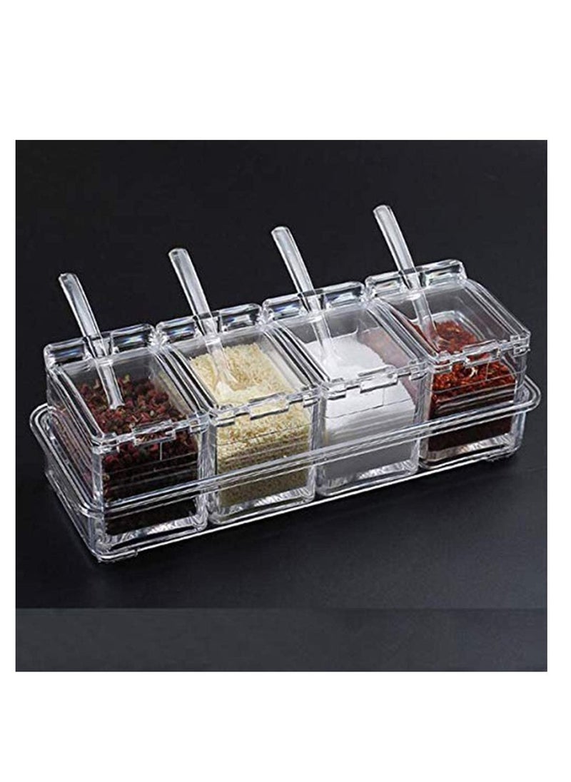 Clear Seasoning Rack Spice Pots - 4 Piece Acrylic Box Storage Container Condiment Jars Cruet with Cover and Spoon - pzsku/Z7950E977607E5E53DB05Z/45/_/1681704737/63518a35-9396-4810-95da-59e65df4e321