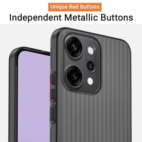 Kapa Wave Frosted Grip Back Cover for Oppo Reno 14 5G | Ultra Slim [with Metal Buttons] Matte Finish Back Case (Grey) - Image 5