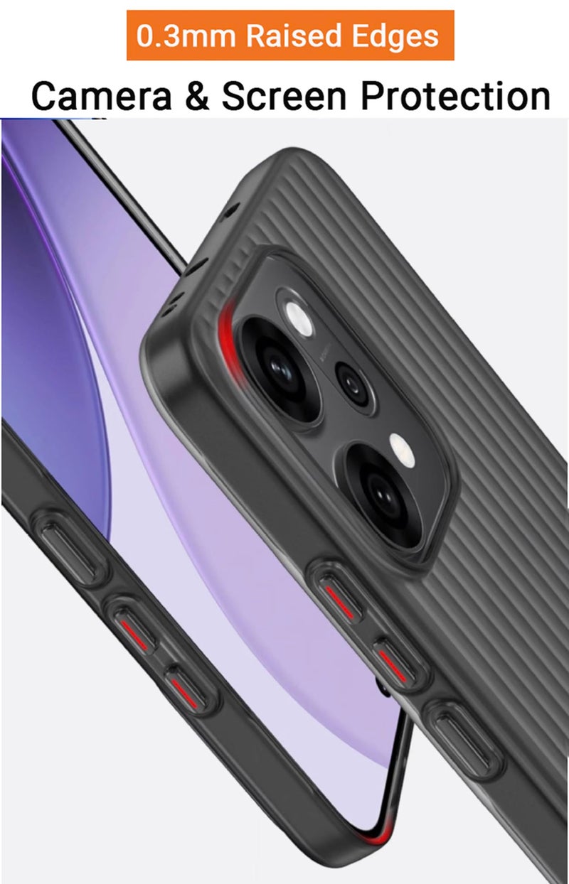 Kapa Wave Frosted Grip Back Cover for Oppo Reno 14 5G | Ultra Slim [with Metal Buttons] Matte Finish Back Case (Grey) - Image 3