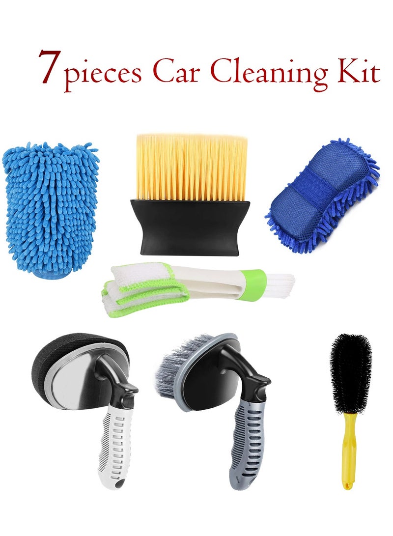 Generic Premium Quality All in One Car Cleaning kit,  Microfiber Glove, Dust Cleaning Brush, Washing Sponge, Ac Vent Cleaning Brush, Car Cleaning Sponge Brush , Car Wash Cleaning Brush, Car Alloy Cleaning Bru  - Image 1