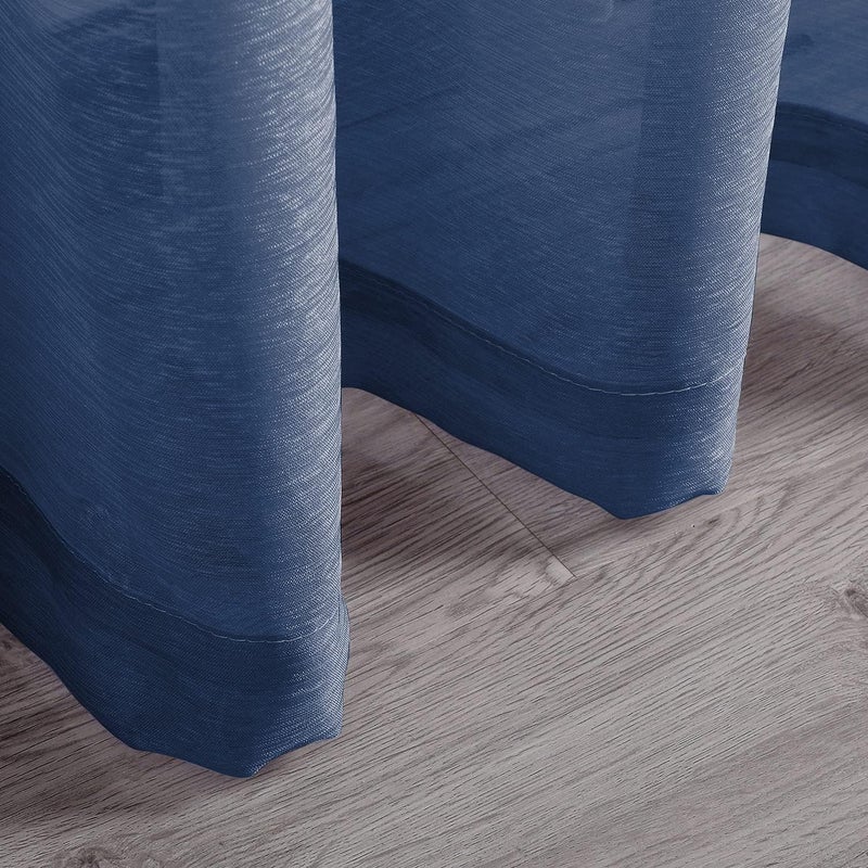 DONREN 108 Inch Extra Length Sheer Curtains for Bedroom - Grommet Top Solid Luxury Soft Gauze Voile Window Panels for Patio (52 W x 108 L,Navy Blue,2 Pieces) - Image 5