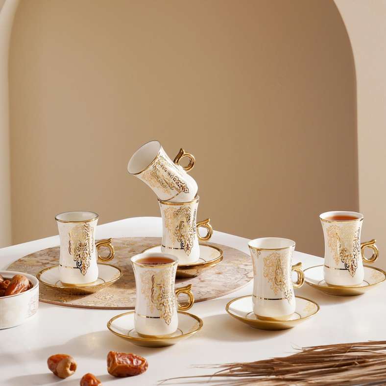 Makena 12-Piece Istikan Cup Saucer Set 120Ml -White Gold - 176CFY9900070