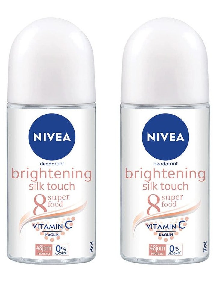 Nivea Pack Of 2 Nivea Extra Brightning Silk Touch Roll 50Ml - Image 1