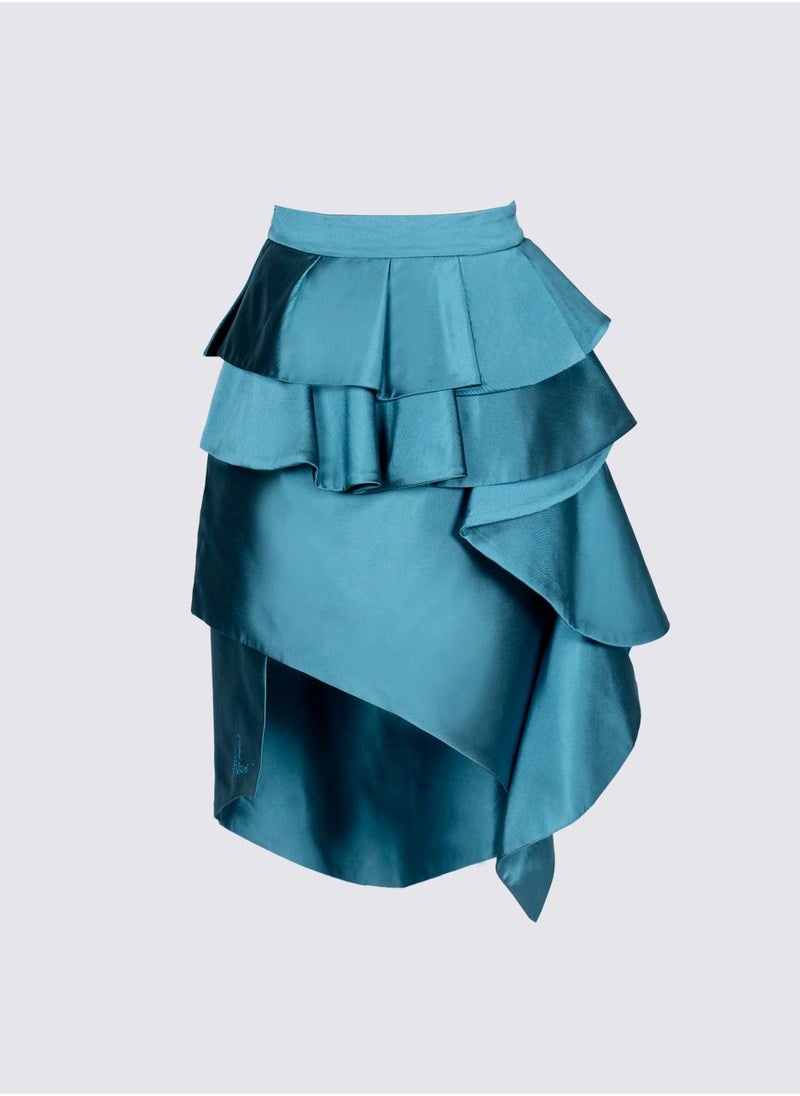 NIVA FASHION HOUSE - Ruffle Above Knee - Blue SKIRT - Image 1