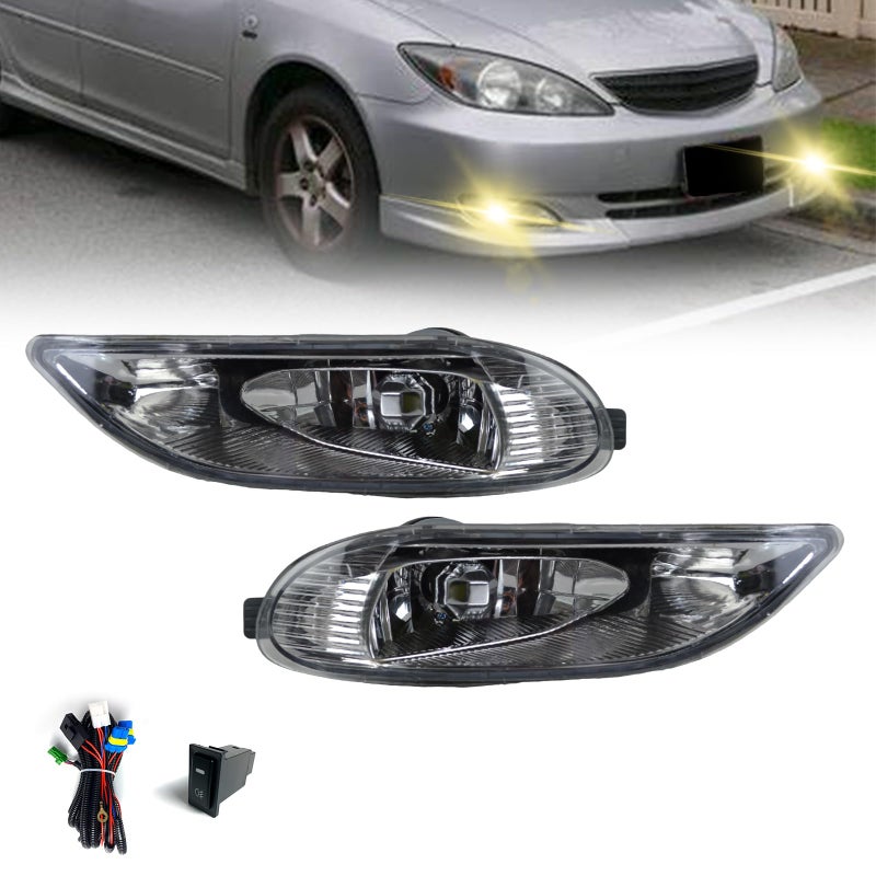 Driving Fog Lights Compatible with Toyota Camry 20022004 Corolla 20052008 Solara 20022003 Bumper Fog Lamps with Halogen Bulb  Switch and Wiring Kit Smoked Lens