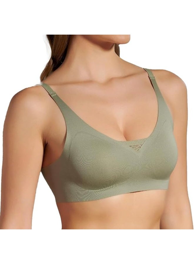 Rubik Seamless Paded Sports Bra Non Wired, Extreemly Comfortable For Yoga Gym Training Running Workout Fitness (Large, Green) - Image 1