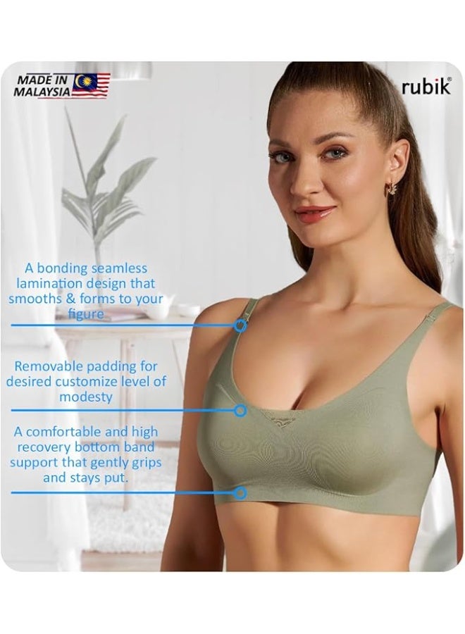 Rubik Seamless Paded Sports Bra Non Wired, Extreemly Comfortable For Yoga Gym Training Running Workout Fitness (Large, Green) - Image 4