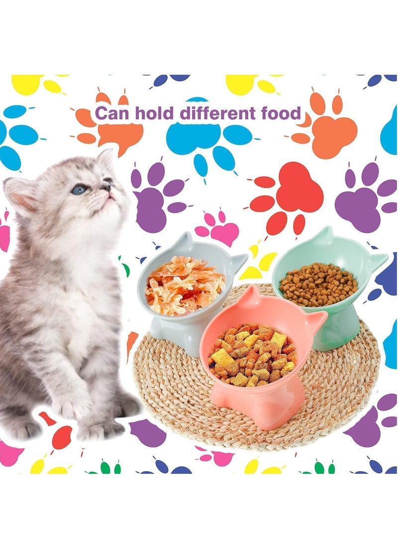 رات سو 3 قطع مكونة من وعاء للقطط بتصميم مرتفع وحامل، وعاء لتغذية القطط بميل للأمام للحد من القيء، وعاء لتغذية القطط - Image 5