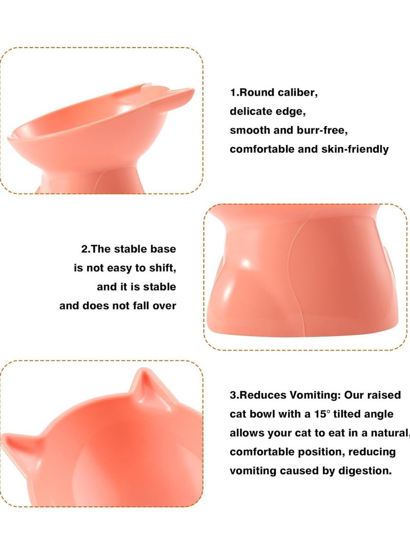رات سو 3 قطع مكونة من وعاء للقطط بتصميم مرتفع وحامل، وعاء لتغذية القطط بميل للأمام للحد من القيء، وعاء لتغذية القطط - Image 2