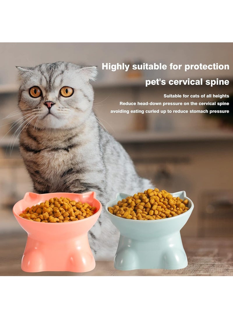 رات سو 3 قطع مكونة من وعاء للقطط بتصميم مرتفع وحامل، وعاء لتغذية القطط بميل للأمام للحد من القيء، وعاء لتغذية القطط - Image 4