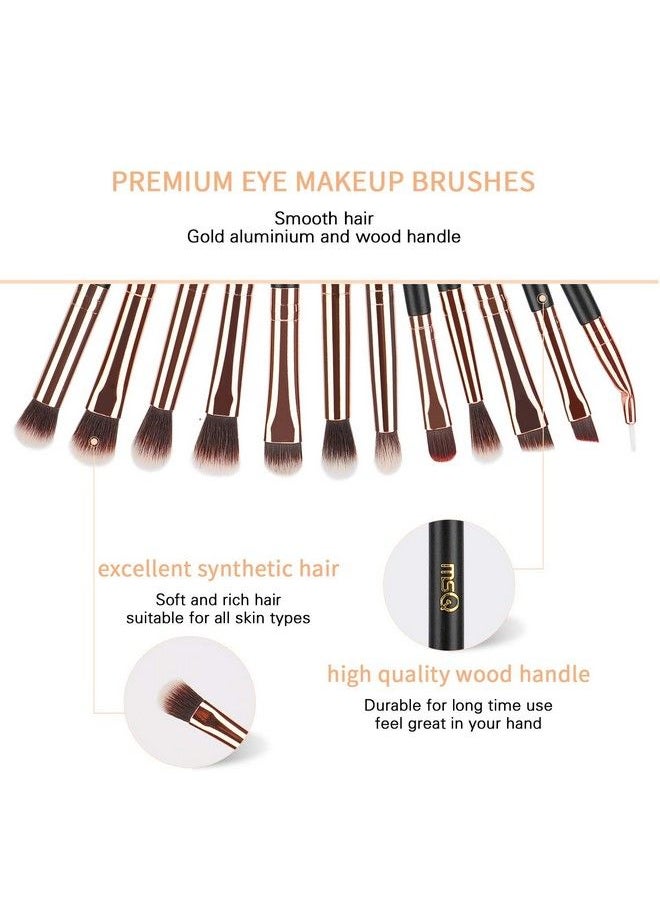 MSQ Eye Makeup Brushes 12Pcs Eyeshadow Brushes Rose Gold Makeup Brushes Set With Soft Synthetic Hairs & Real Wood Handle For Eyeshadow Blending Eyebrow Eyeliner (Rose Gold)  - Image 4