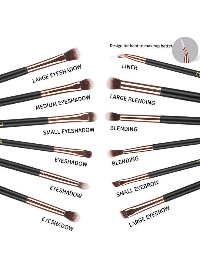 MSQ Eye Makeup Brushes 12Pcs Eyeshadow Brushes Rose Gold Makeup Brushes Set With Soft Synthetic Hairs & Real Wood Handle For Eyeshadow Blending Eyebrow Eyeliner (Rose Gold)  - Image 3