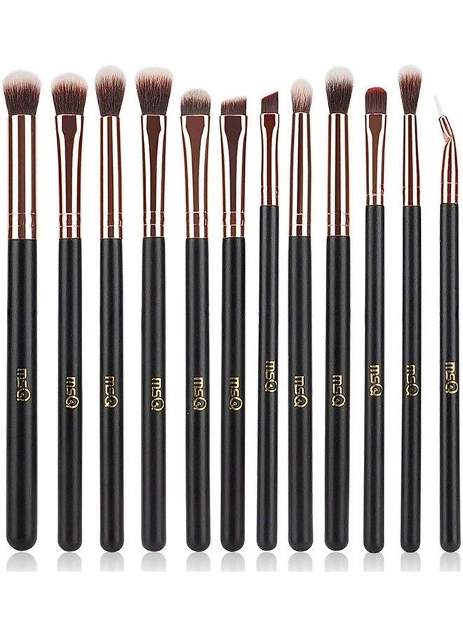MSQ Eye Makeup Brushes 12Pcs Eyeshadow Brushes Rose Gold Makeup Brushes Set With Soft Synthetic Hairs & Real Wood Handle For Eyeshadow Blending Eyebrow Eyeliner (Rose Gold)  - Image 1