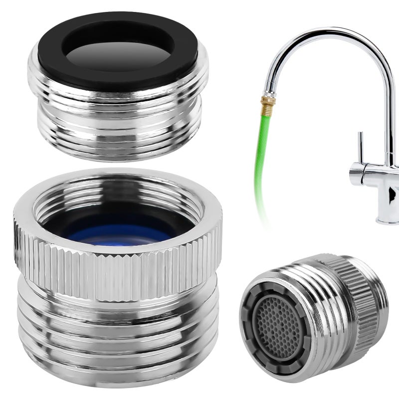 Faucet To Garden Hose AdapterBrass Adapter Kit With AeratorSink Faucet To Garden Hose For Bathroom and Kitchen34 Ght Thread Chrome