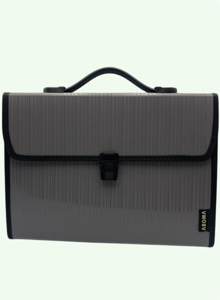 أروما ملف توسيع أروما 13 شبكة بمقبض أبيض - 13 مجلدات قابلة للتوسيع - منظم أكورديون محمول قابل للتوسيع مقاس A4 - رمادي