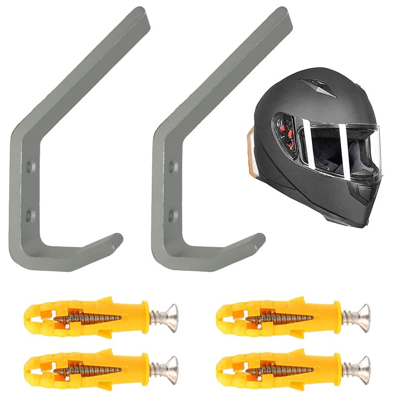 Pmsanzay 2PK Helmet Holder Hook Sturdy Helmet Display Rack Wall Mounted Helmet Storage Rack Hanger for Motorbike Jacket Wall Display Rack Stainless Steel Hardware Included Easy to Install