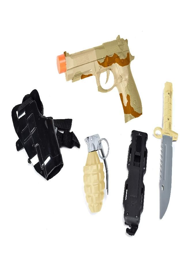 Sunny Days Entertainment Sunny Days Entertainment Commando Toy Play Set - 5 Piece Military Toys for Kids | Cowboy Sheriff Blaster with Holster and Adjustable Belt | Role Play Dress Up Costume Accessories - Maxx Action - Image 1