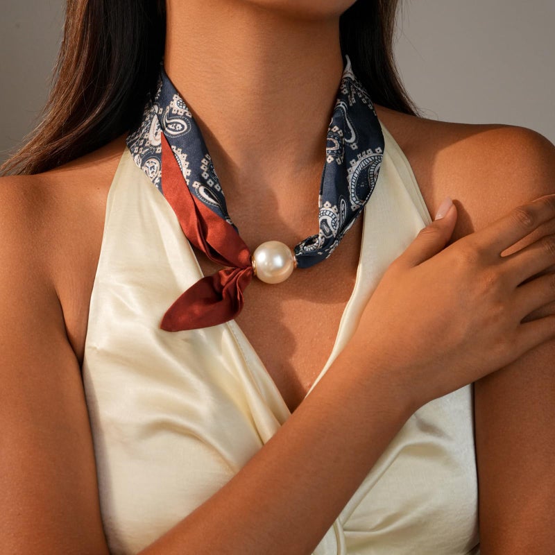 MIFYNN Silk Scarf Necklace for Woman Trendy Boho Scarf Necklace with Charm Western Country Cowgirl Cowboy Jewelry Gift - Image 3