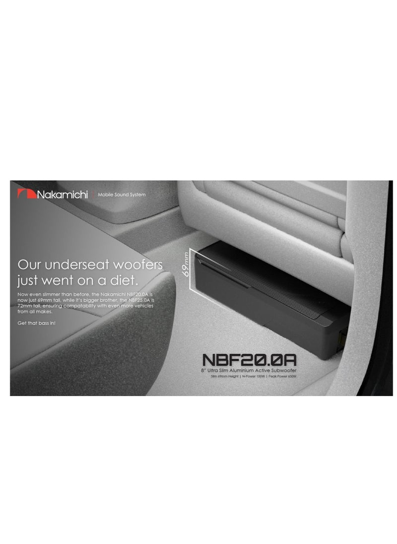 NAKAMICHI Nakamichi NBF20.0A 8″ Under-Seat Active Car Subwoofer  - Image 2
