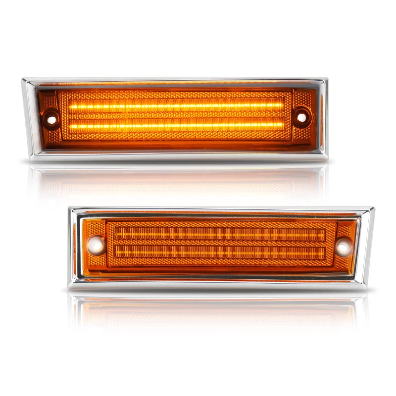 أفضل أضواء علامة جانبية LED لسيارات شيفروليه C10 C20 C30 GMC C1500 C2500 سوبربان بلازر جيمي بيك أب 1981-1991، عدسة برتقالية 2PCS