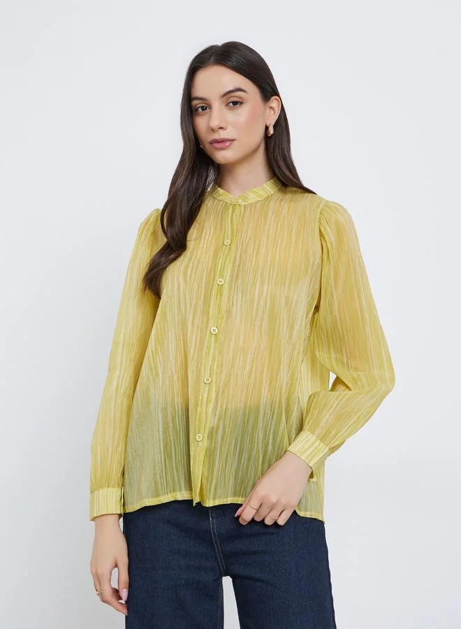 Take Two Take Two Striped Buttoned Oversized Blouse