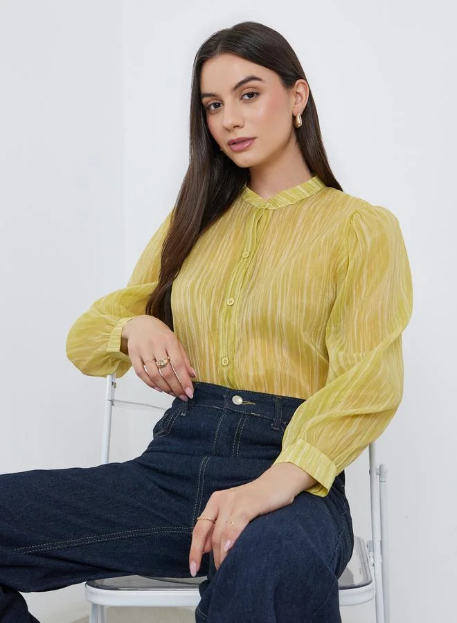 Take Two Take Two Striped Buttoned Oversized Blouse