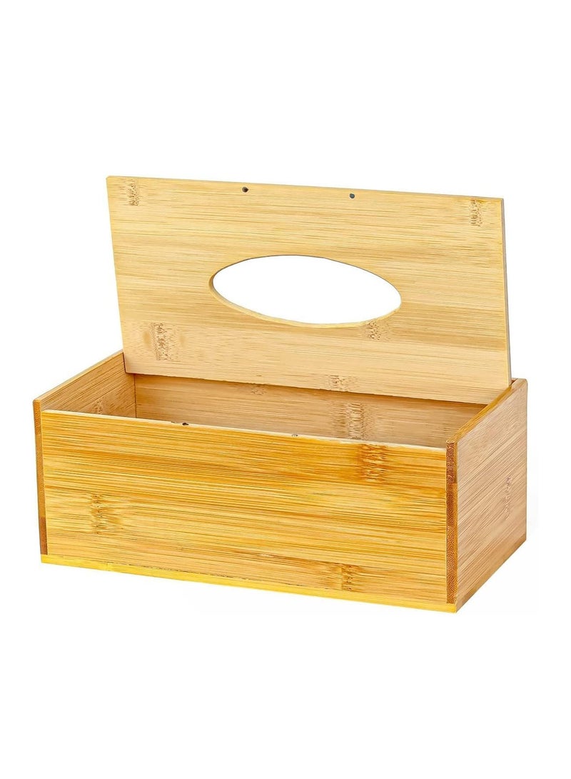 ECVV صندوق مناديل مستطيل من الخيزران 23 × 12 × 9 سم حامل مناديل خشبي مستطيل حديث بأسلوب بسيط يناسب الحمام ومكتب العمل وطاولة السرير - Image 5