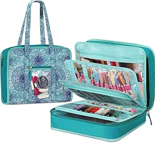 FINPAC FINPAC Sewing and Craft Supplies Storage Tote, Large Capacity Travel Packing Organizer Bag with Clear Pockets and  - Image 1