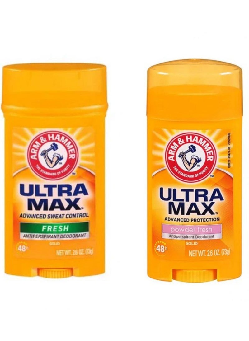 Arm & Hammer UltraMax Powder Fresh Antiperspirant Deodorant Orange 73grams and UltraMax Antiperspirant Solid Deodorant Orange 73grams 