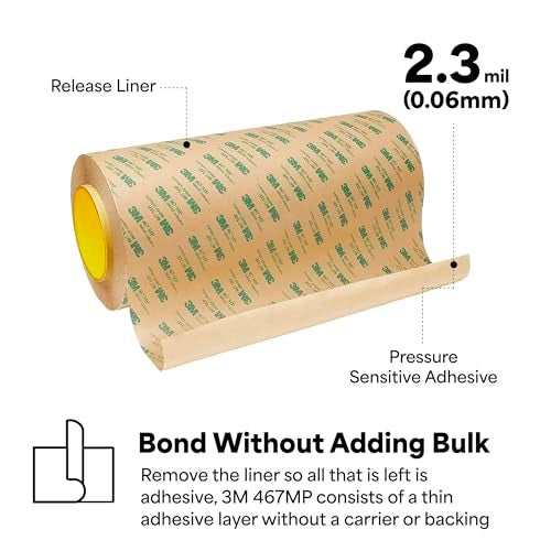 3M 6-5-467MP (CASE of 2) Adhesive Transfer Tape 467MP, 6" Wide, 5 yd. Length, Clear (Pack of 2) - Image 3