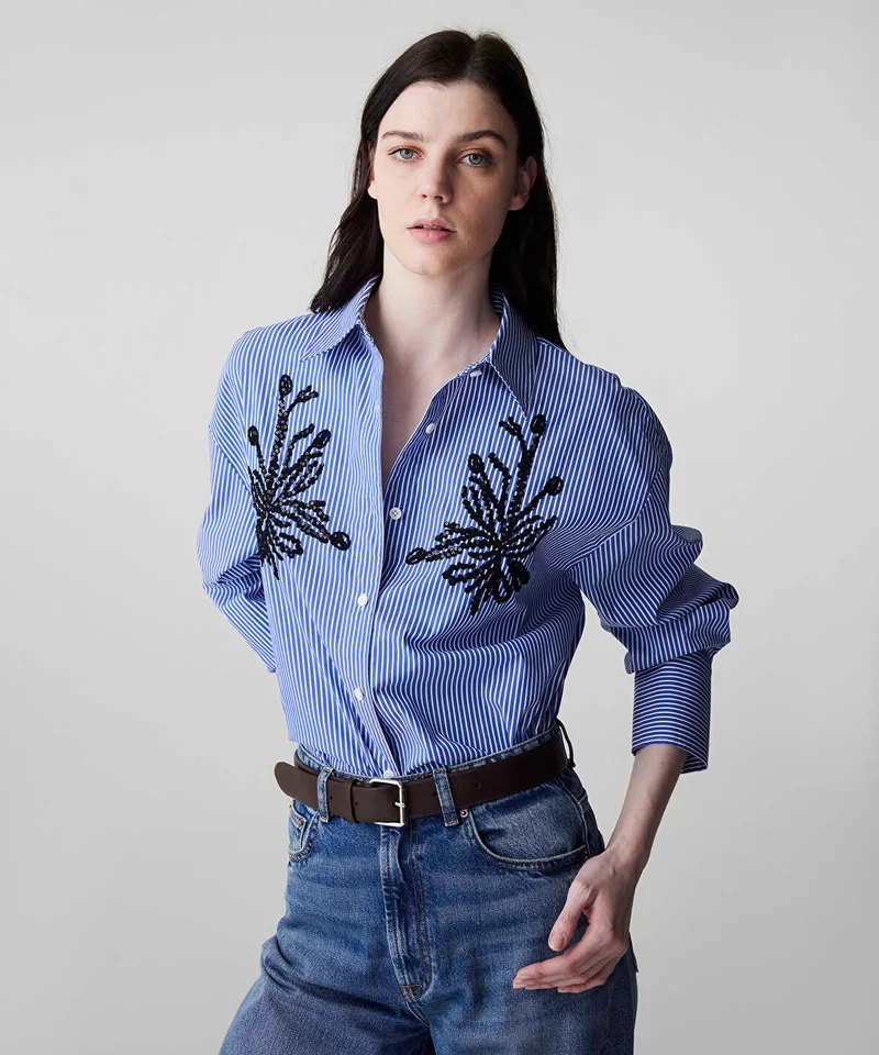 Ipekyol Sequinned Striped Shirt