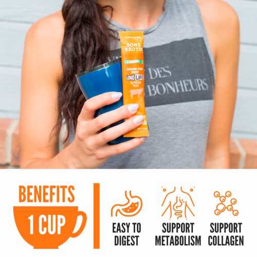 LonoLife Low Sodium Beef Bone Broth Powder Mix | Grass-Fed, 10g Protein | Collagen-Rich, Keto & Paleo Friendly | Natural Ingredients | 10 Portable Stick Pack Servings - Image 5