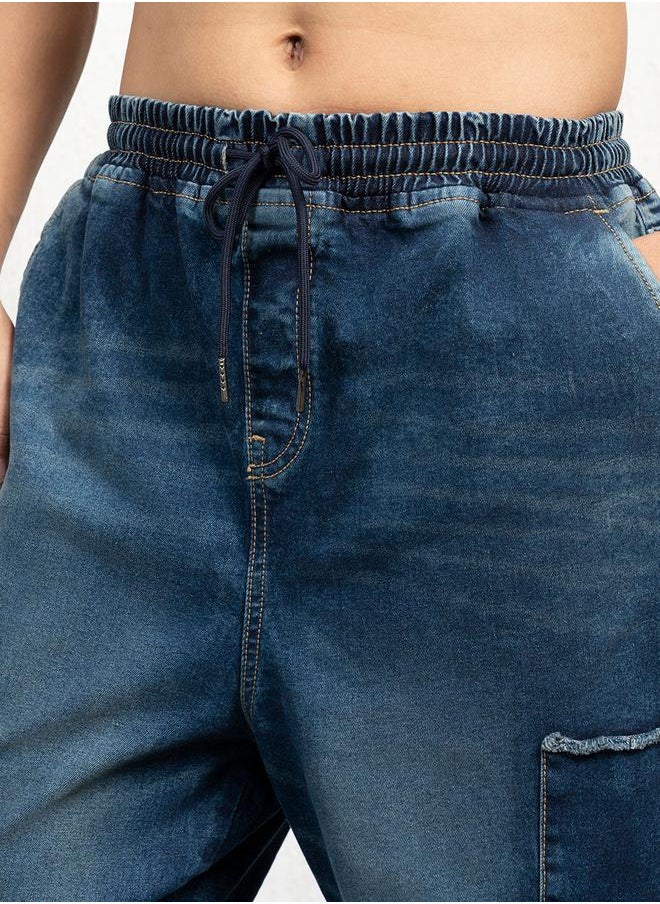 Hubberholme - Mid Rise Relaxed Fit Cargo Flap Pocket Jeans by Styli - Image 1