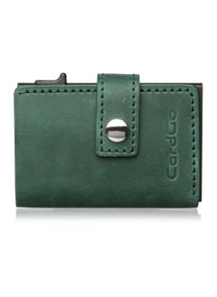 Generic CardGo Handmade Green Leather Wallet with RFID Aluminum Cardholder – Slim Unisex Bifold Wallet with Quick Card Access, Gift Box, Premium Saddle Stitch  - Image 3