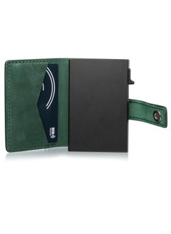 Generic CardGo Handmade Green Leather Wallet with RFID Aluminum Cardholder – Slim Unisex Bifold Wallet with Quick Card Access, Gift Box, Premium Saddle Stitch  - Image 4