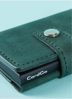 Generic CardGo Handmade Green Leather Wallet with RFID Aluminum Cardholder – Slim Unisex Bifold Wallet with Quick Card Access, Gift Box, Premium Saddle Stitch  - Image 5