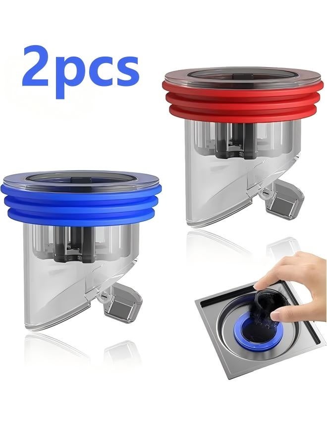 قطعتان من مصارف الأرضية المقاومة للروائح، مانع ارتداد مياه الصرف الصحي للأرضية، سدادة تصريف الدش، صمام تصريف مغناطيسي أحادي الاتجاه، يمنع انتشار الروائح الكريهة في الحمامات والمطابخ (قطر 1.5 بوصة - 2.0 بوصة) - Image 1