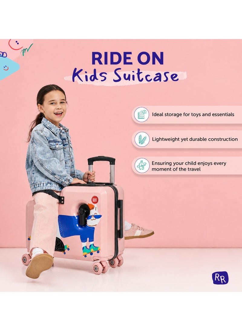 Rolly Rider Kids Ride-On Suitcase 20", Carry-On Luggage with 360° Spinner Wheels, Lightweight ABS Hard Shell Travel Trolley for Children Ages 2-10, Pink Whisker Cat Design - Image 3