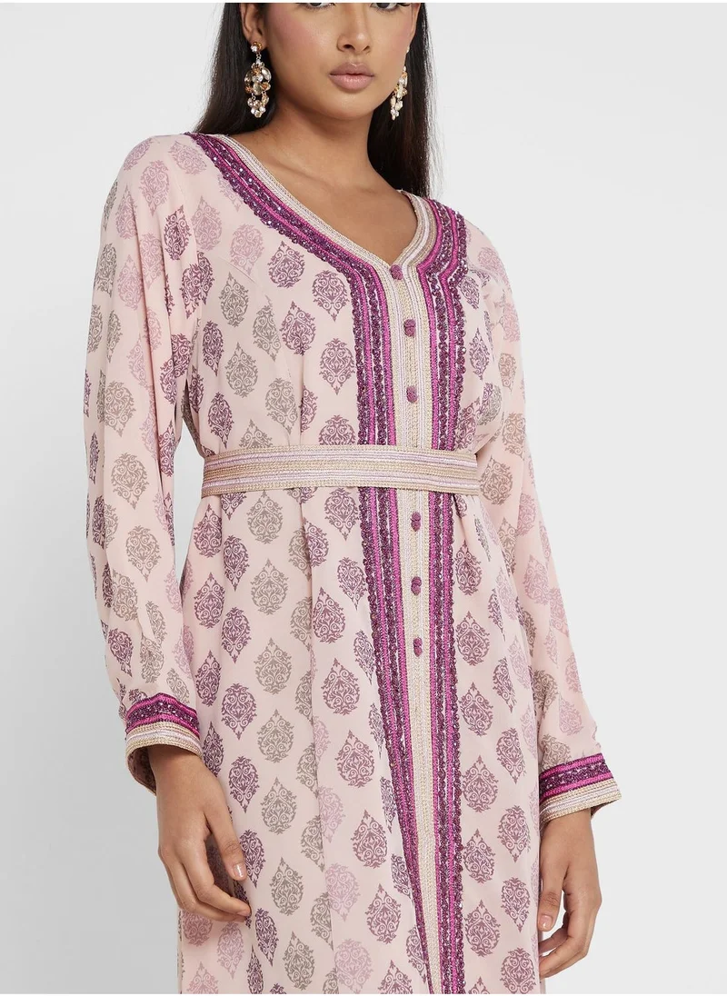 KASHKHA Print Cut Work Jalabiya