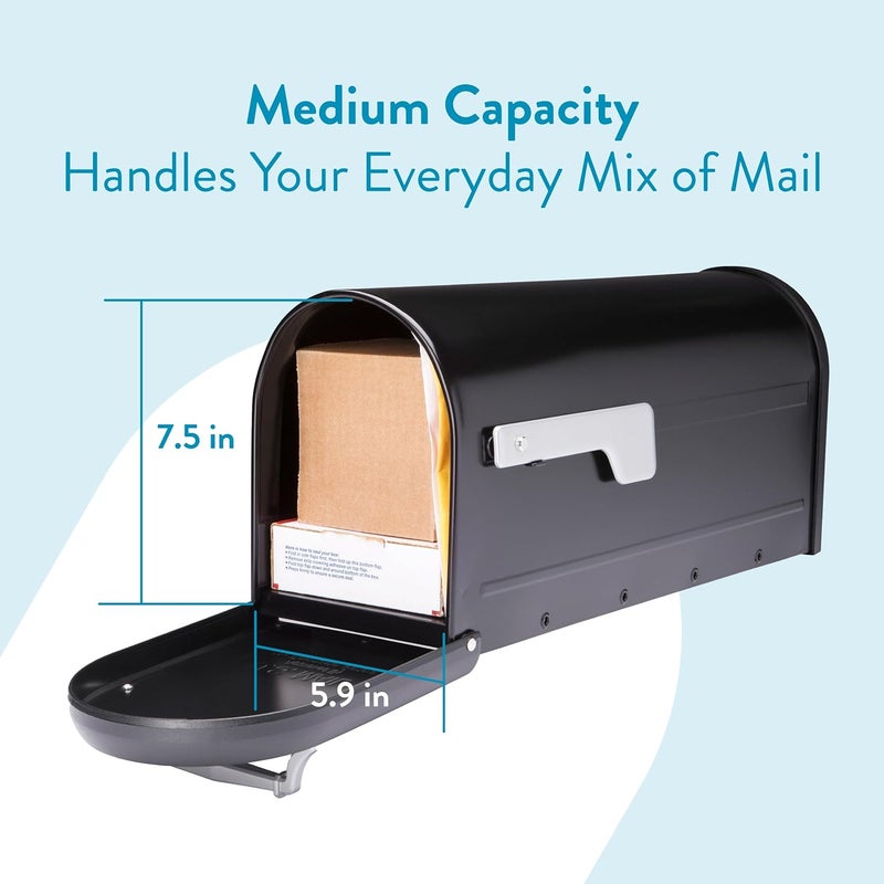 ARCHITECTURAL MAILBOXES Chadwick Galvanized Steel Post Mount Mailbox, 8950B-10, Black, Medium Capacity - Image 3