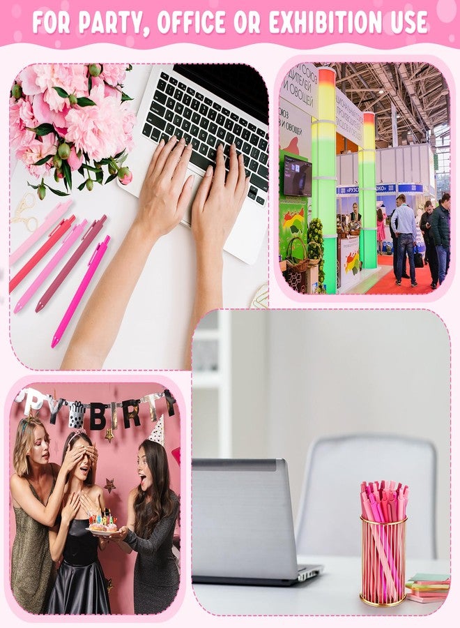 Dinifee 25 Pcs Ballpoint Pens Bulk Retractable Writing 1.0 mm Medium Point Black Ink Cute Pens Smooth Writing Color Fancy Gift for Teacher Students Employees Office School Home Supplies (Pink Series) - Image 5