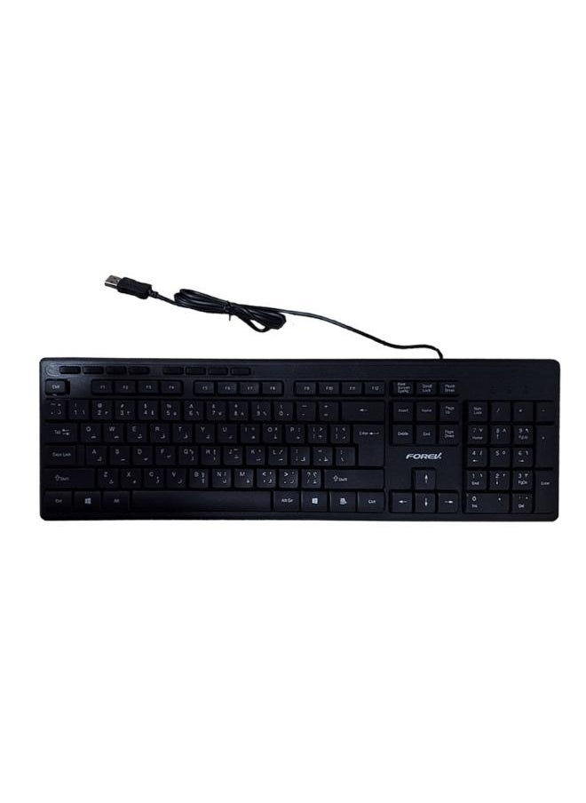 Forev Forev (FV-236) USB Wired Keyboard Water Resistant, Black  - Image 1